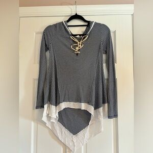 Vintage Havana Blue and White Striped Hooded top